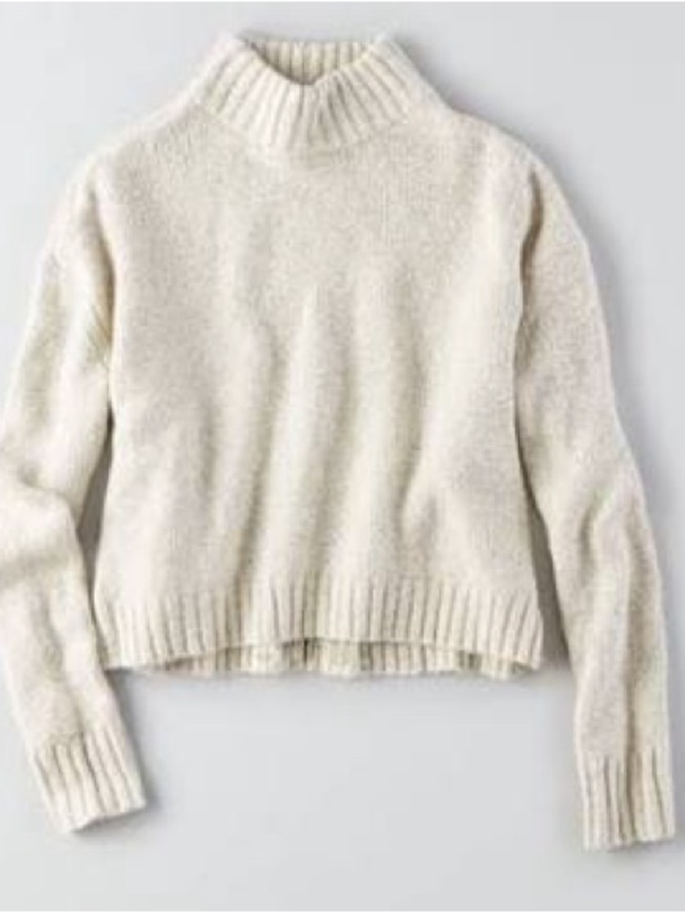 ♠️5/$25♠️Cozy Mock Neck Fuzzy Crop Sweater in Cream
